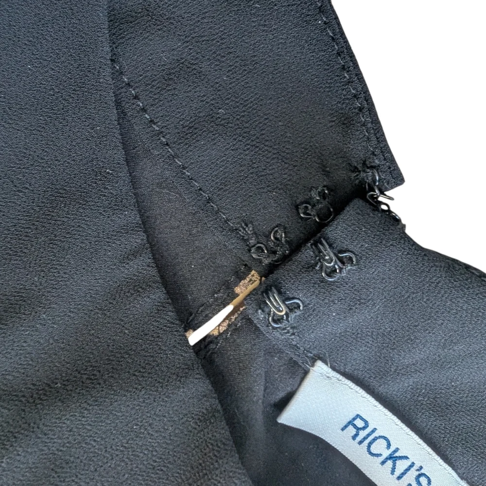 Ricki’s Black Gold Baroque Midi Dress XL Flowy Sleeveless Dark Quiet Luxury - Picture 9 of 11